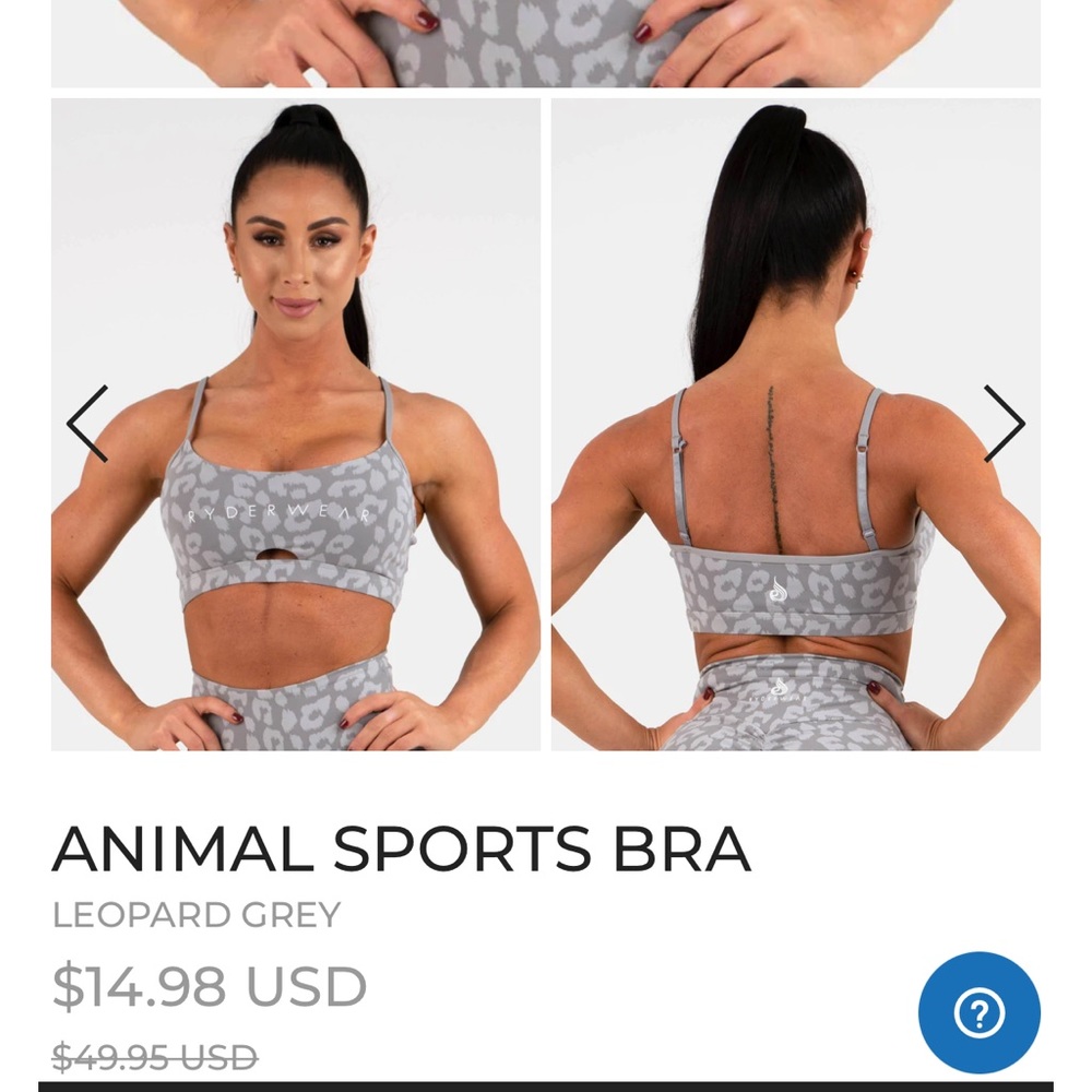 COPY - Ryderwear animal staples sports bra size small